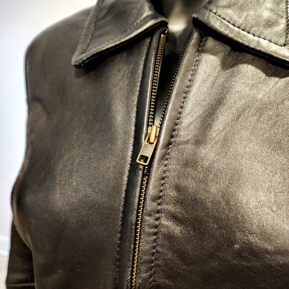 PETITE SOPHISTICATE WOMEN'S GENUINE LAMB LEATHER WING COLLAR ZIP JACKET - Picture 3 of 16